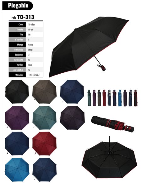 Paraguas plegable franja automático antiviento