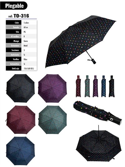 Paraguas plegable lunares automático antiviento