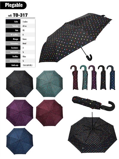 Paraguas plegable lunares automático antiviento