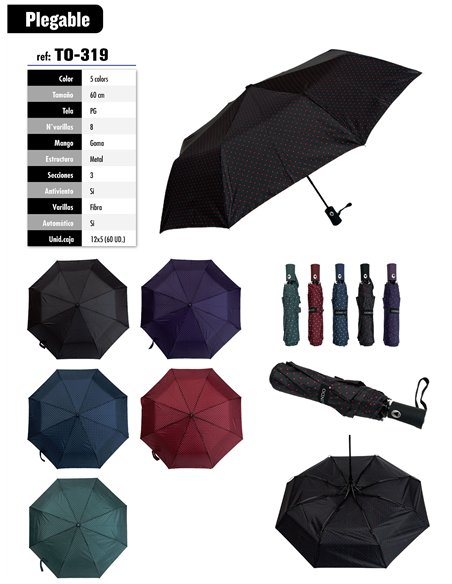 Paraguas plegable lunares automático antiviento