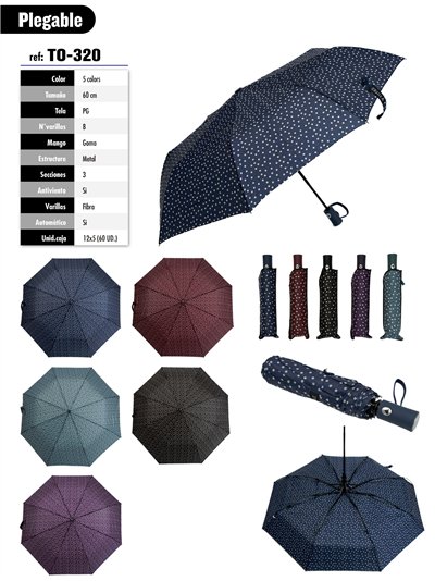 Paraguas plegable lunares automático antiviento