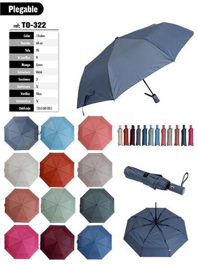 Paraguas plegable liso automático antiviento