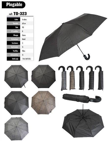 Paraguas plegable rayas automático antiviento