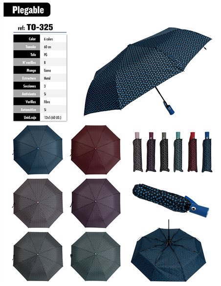 Paraguas plegable corazoncitos automático antiviento