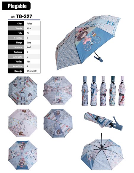 Paraguas plegable girl automático antiviento