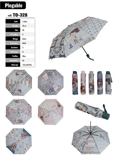 Paraguas plegable girl no automático antiviento