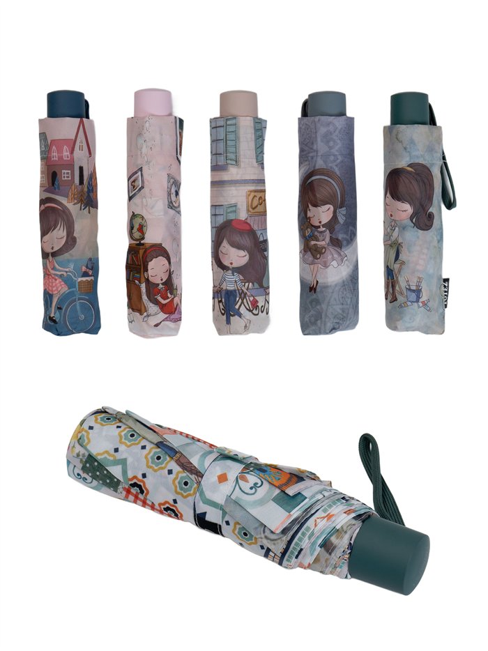 Paraguas plegable girl no automático antiviento
