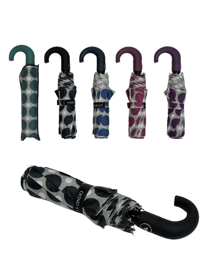 Ombrello pieghevole a pois automatico antivento.