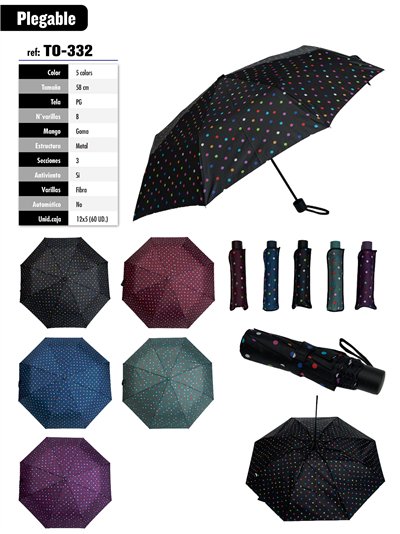 Paraguas plegable lunares no automático antiviento