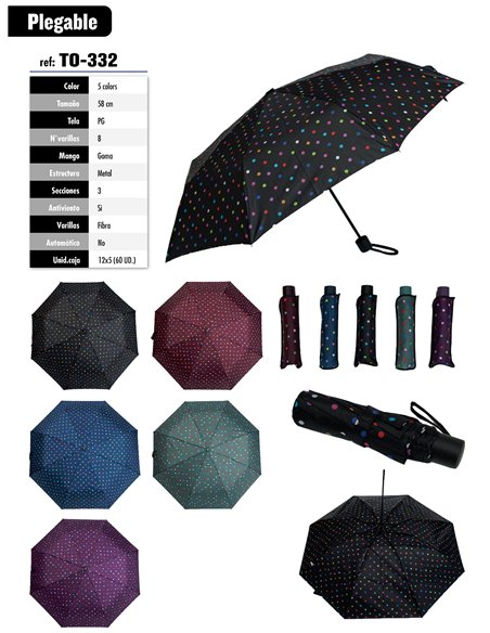 Paraguas plegable lunares no automático antiviento