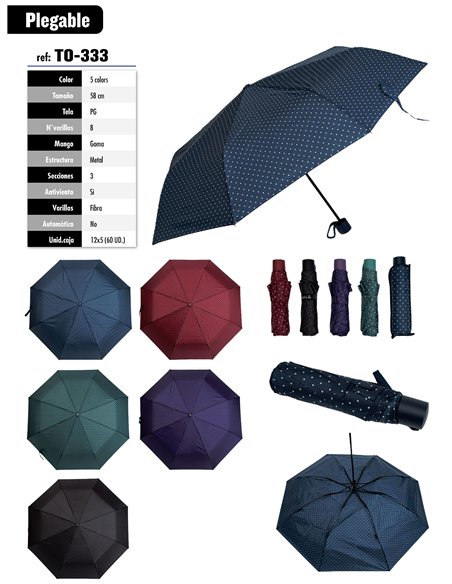 Paraguas plegable lunares no automático antiviento