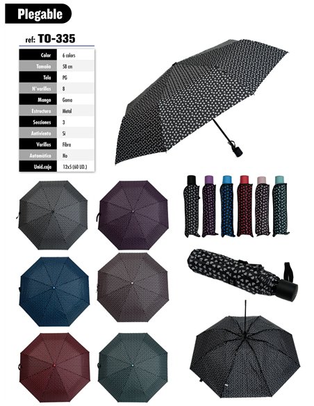 Paraguas plegable corazoncitos no automático antiviento