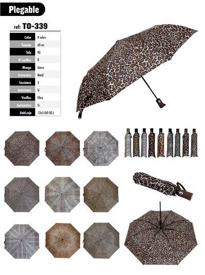 Paraguas plegable animal print automático antiviento
