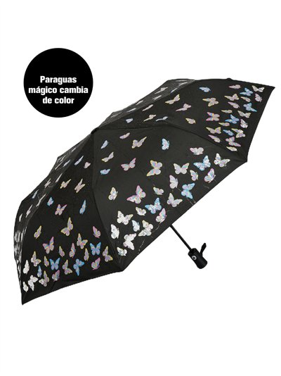 Paraguas plegable mariposas mágicas cambia de color automático antiviento 2