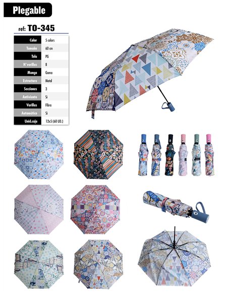 Paraguas plegable estampado automático antiviento