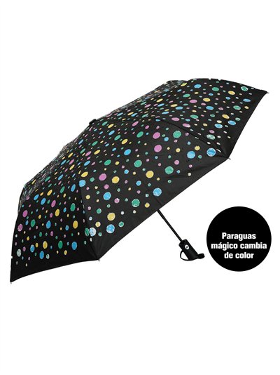 Paraguas plegable lunares mágicos cambia de color automático antiviento 2