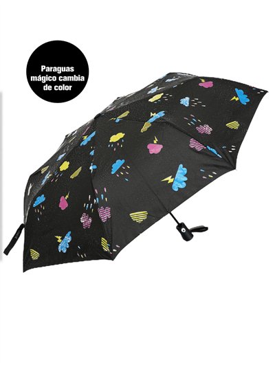 Paraguas plegable nubes mágicas cambia de color automático antiviento 2