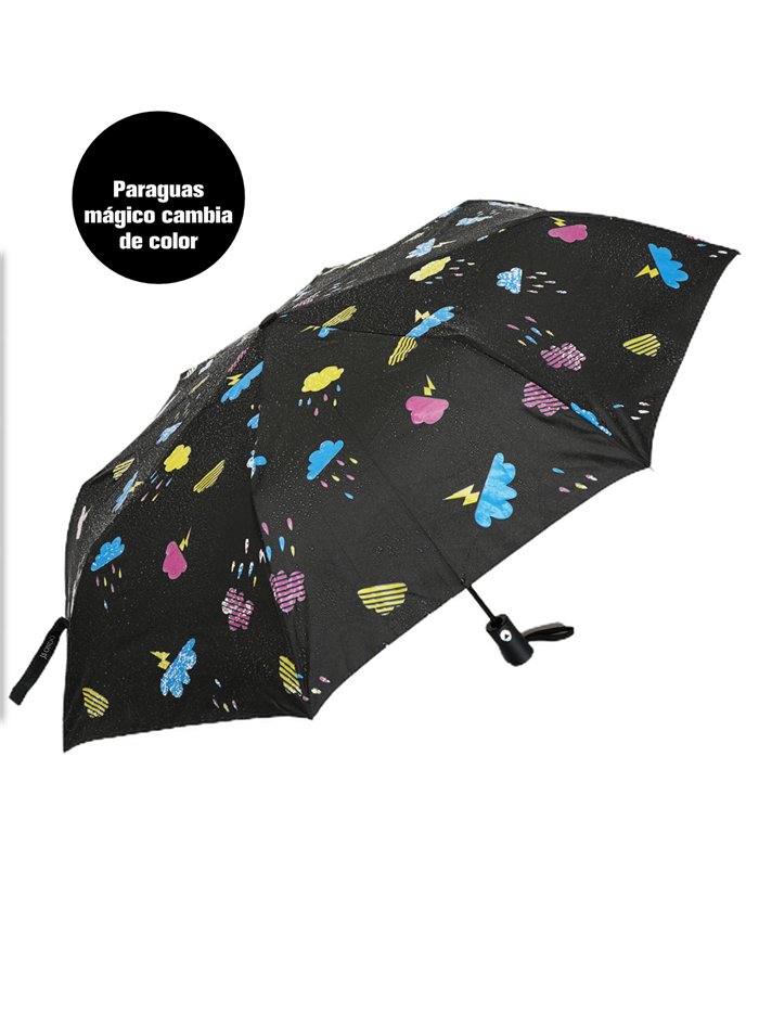 Paraguas plegable nubes mágicas cambia de color automático antiviento