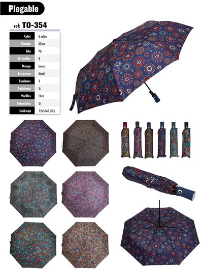 Paraguas plegable mandala automático antiviento