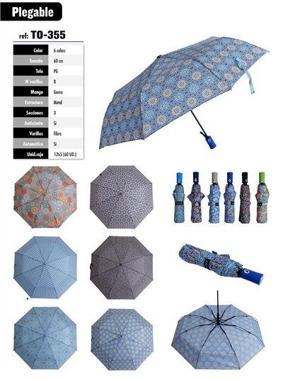 Paraguas plegable mandala automático antiviento