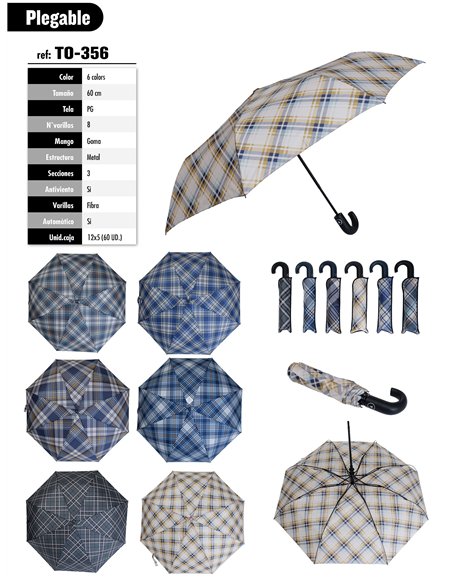 Paraguas plegable cuadros automático antiviento