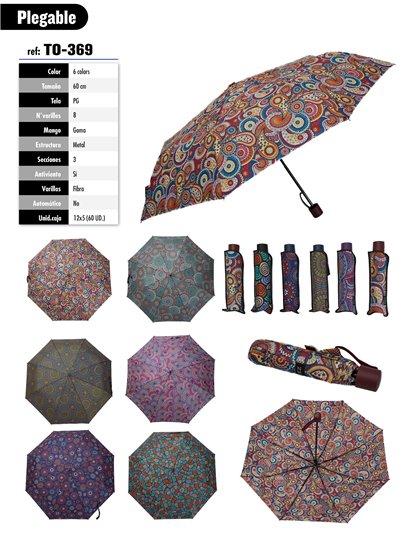 Paraguas plegable cachemir no automático antiviento