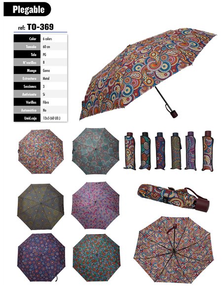 Paraguas plegable cachemir no automático antiviento