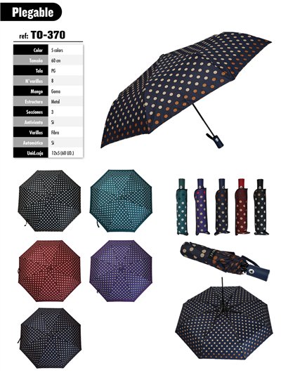 Paraguas plegable lunares automático antiviento