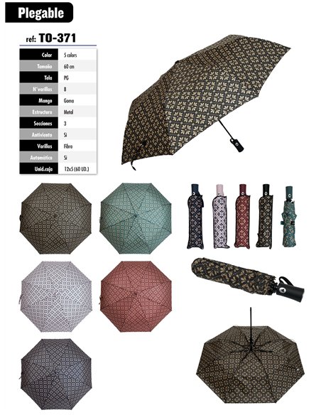 Paraguas plegable estampado automático antiviento