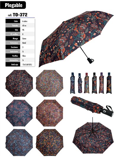 Paraguas plegable cachemir automático antiviento