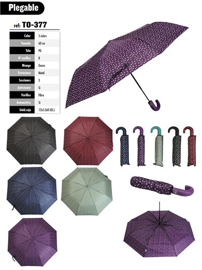 Paraguas plegable lunares automático antiviento