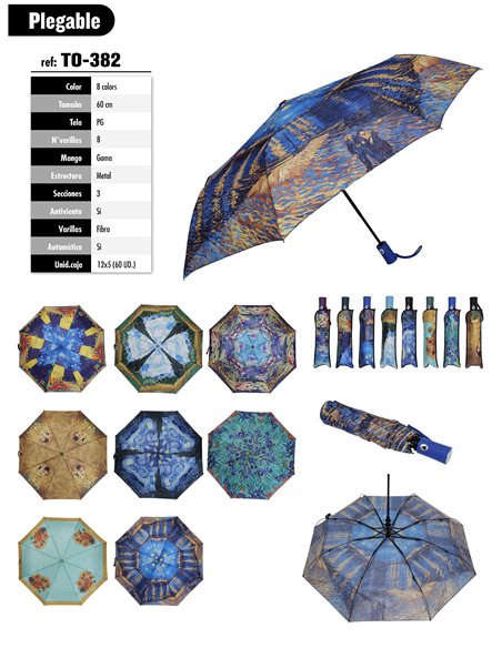 Paraguas plegable estampado automático antiviento