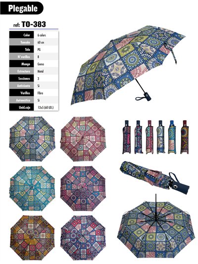 Paraguas plegable mandala automático antiviento