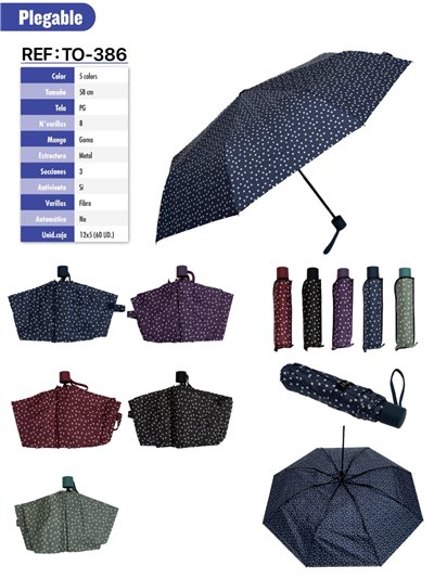 Paraguas plegable lunares no automático antiviento