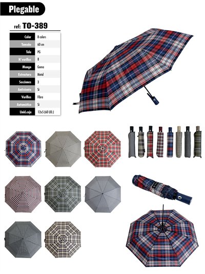 Paraguas plegable cuadros automático antiviento