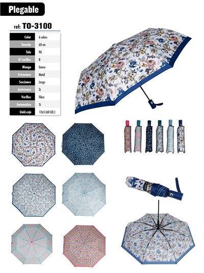 Paraguas plegable estampado automático antiviento