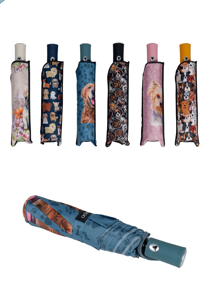 Paraguas plegable perritos automático antiviento