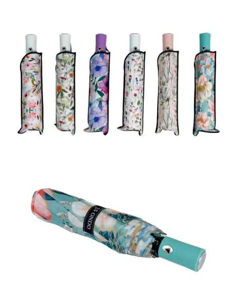 Paraguas plegable floral automático antiviento