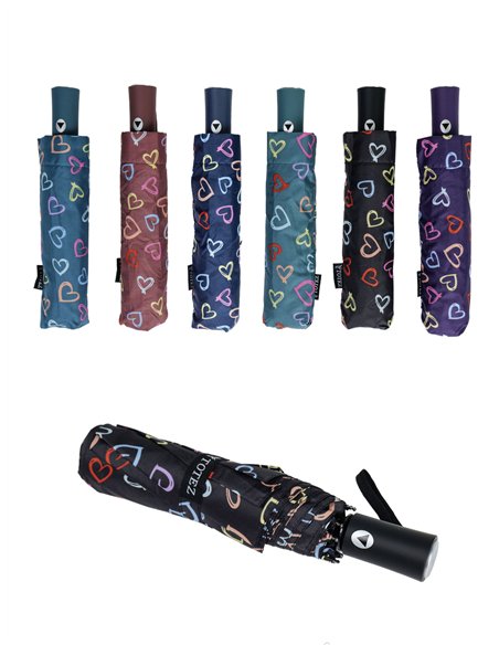 Paraguas plegable corazoncitos automático antiviento