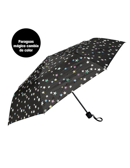Paraguas plegable estrellas mágicas cambia de color no automático antiviento