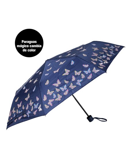 Paraguas plegable mariposas mágicas cambia de color no automático antiviento