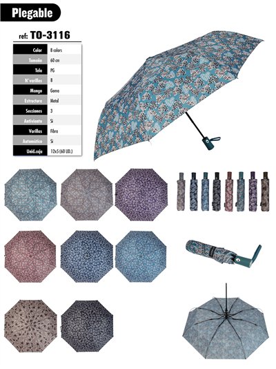 Paraguas plegable corazoncitos automático antiviento