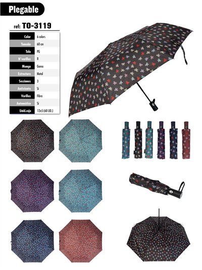 Paraguas plegable lazos automático antiviento