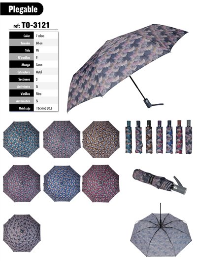 Paraguas plegable hojas automático antiviento