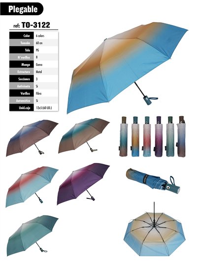 Paraguas plegable tie-dye automático antiviento