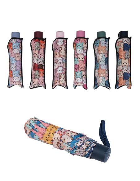 Paraguas plegable gatitos no automático antiviento