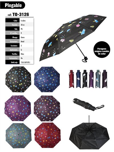 Paraguas plegable nubes mágicas cambia de color no automático antiviento