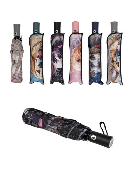 Paraguas plegable perritos automático antiviento