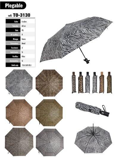 Paraguas plegable animal print automático antiviento