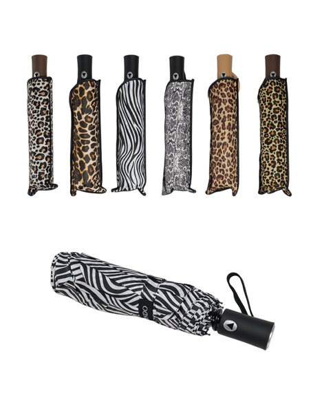 Paraguas plegable animal print automático antiviento